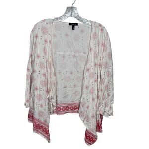 Torrid Women’s 3 Boho Kimono Cardigan Red White Tassel Open‎ Front Plus 3X